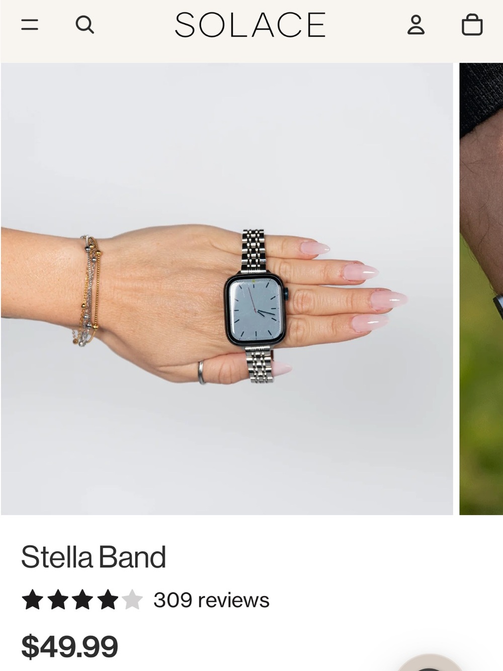 Solace Stella Silver Stainless Steel Link Bracelet Watch Band - Picture 5 of 5